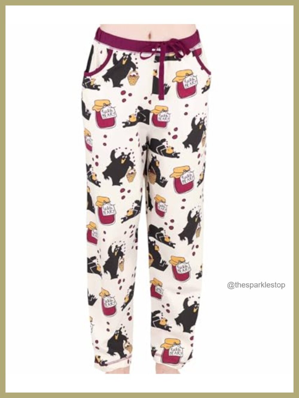 Lazy One Women's 100% Cotton Pajama Set Garden Bear Tee & Pants Separates